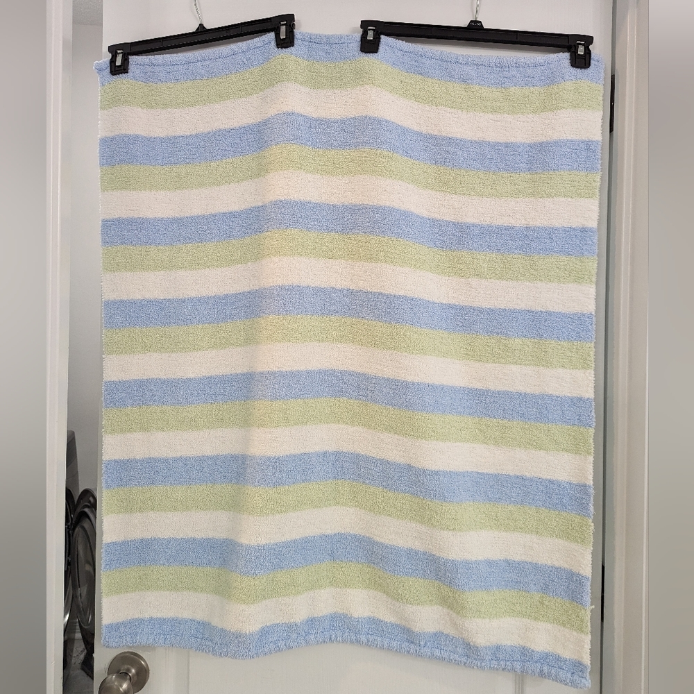 Carter's Chenille blue green white baby blanket